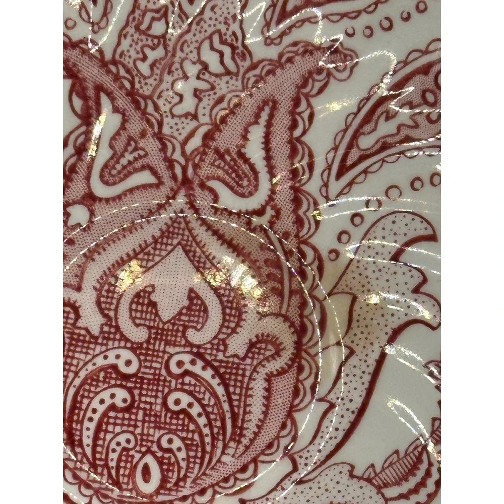 Johnson Bros Paisley Red Transferware Ironstone Tea Cups and Saucers Set of 5